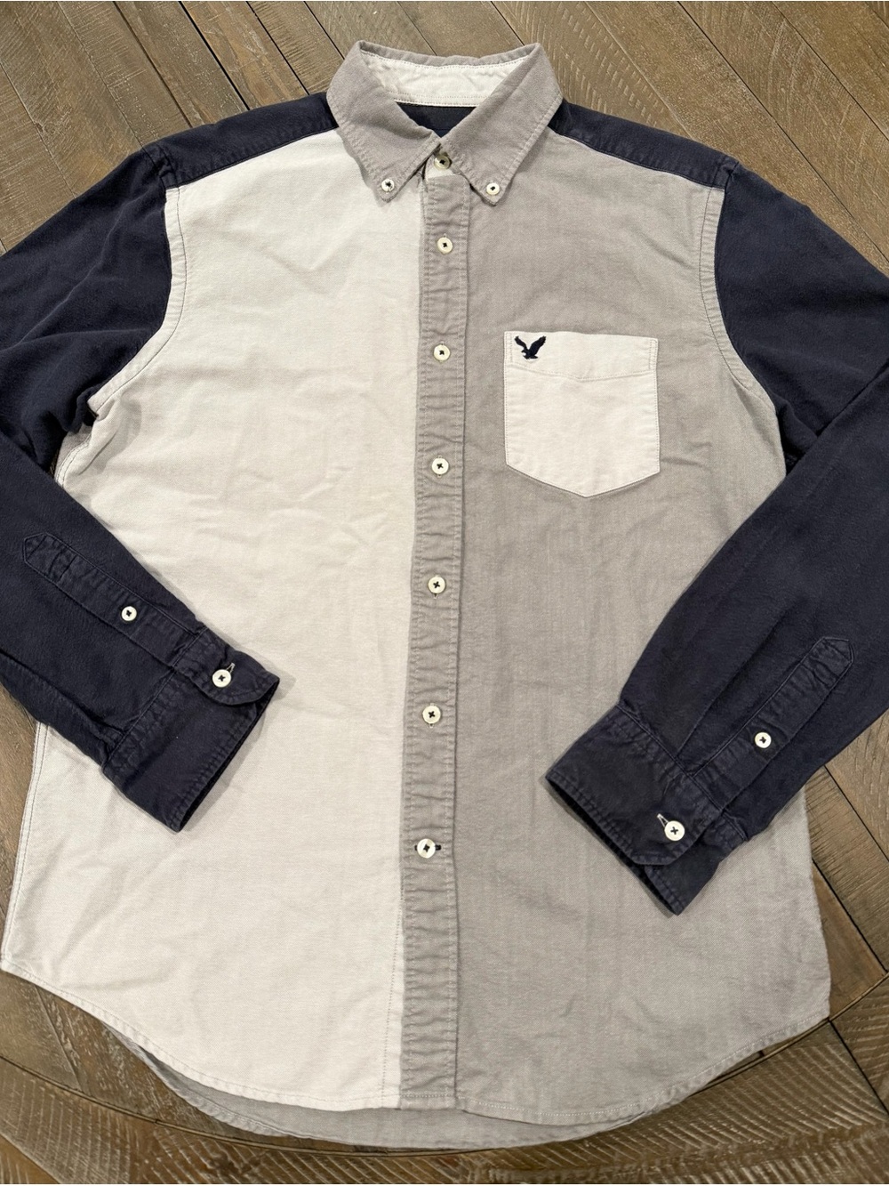 🦅 American Eagle Colorblock Oxford Button Down Shirt Men’s Small Classic Fit